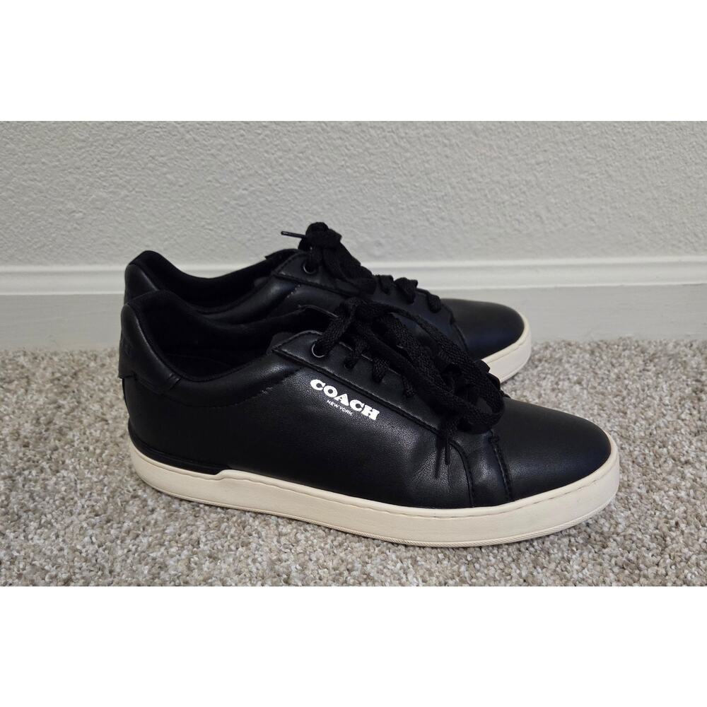 Coach Mens High Line Leather Sneakers in Black Size 7.5 - Picture 1 of 8
